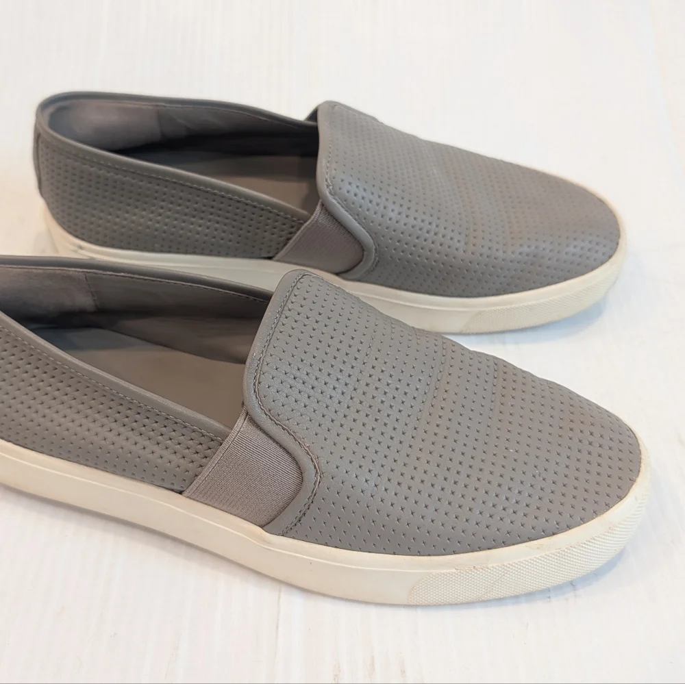 VINCE Women's Gray Perforated Leather Slip-On Shoes Sneakers Size 6.5